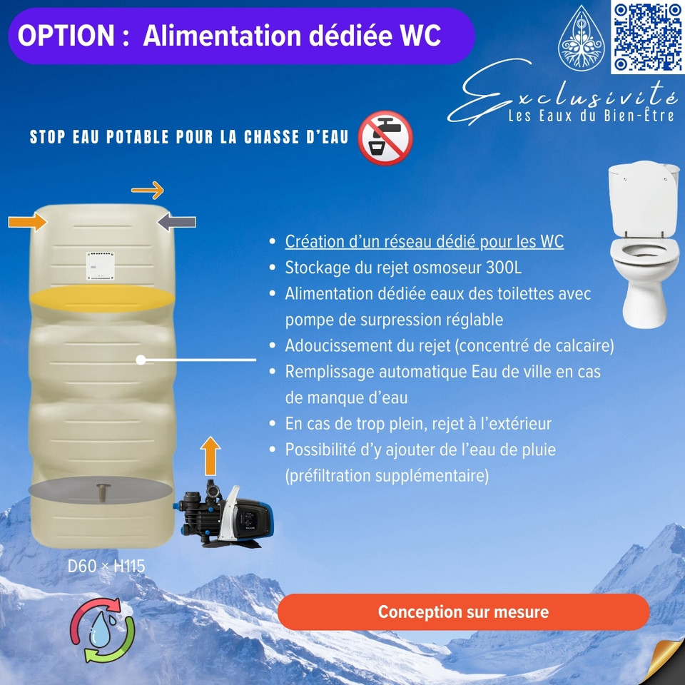 ALIMENTATION DEDIEE TOILETTE rejet osmoseur